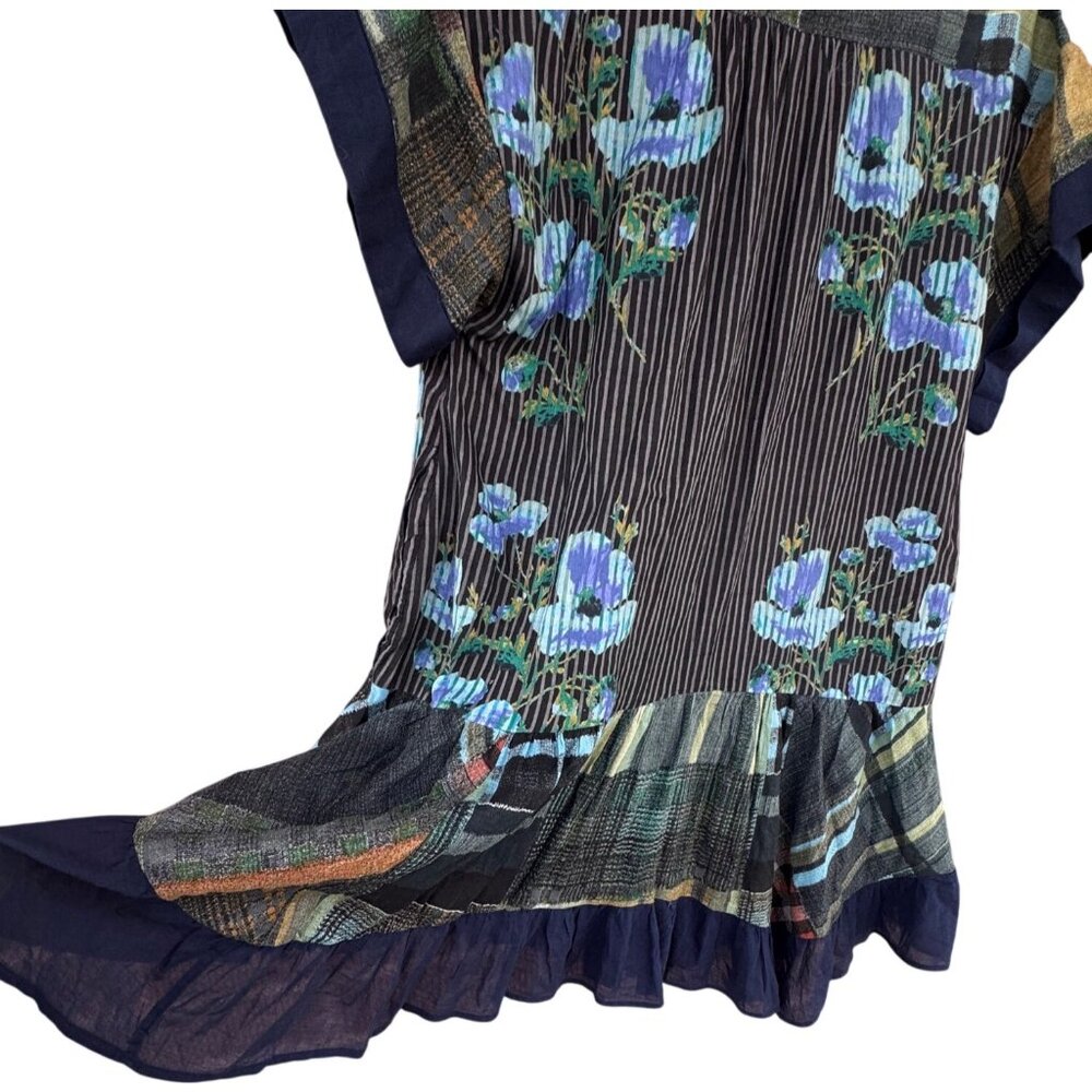 Free People Agnes Short Sleeve Ruffle V Neck Printed Floral Mini Dress .XS - Picture 5 of 10